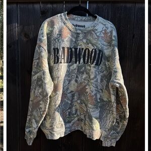 Badwood camo crew size small NWT